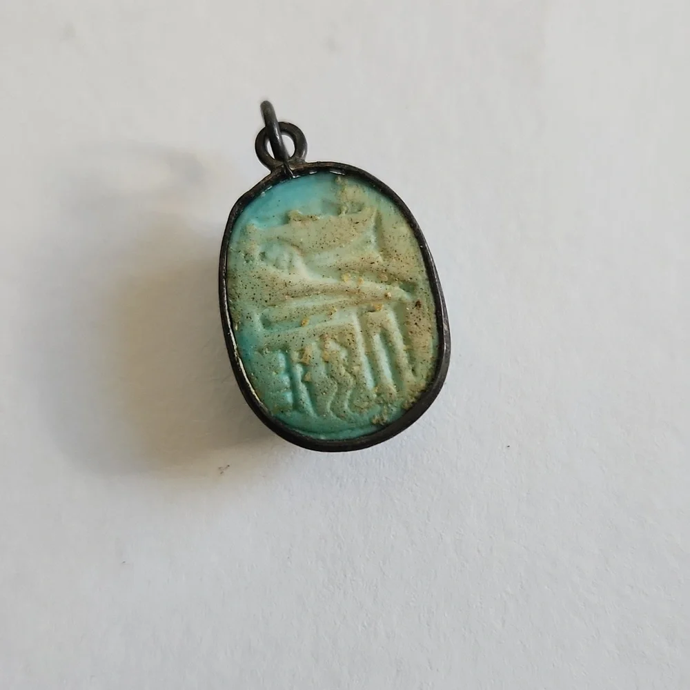 Vintage Handmade Scarab Beetle Pendant From Egypt - Picture 2 of 2